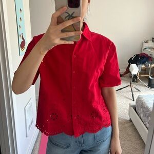Mango red short sleeve shirt